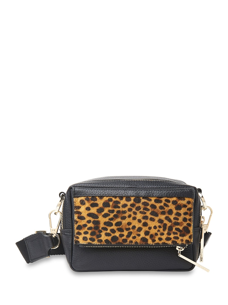 Whistles Black Leopard Bibi Cross-body Bag - Image 1 of 4