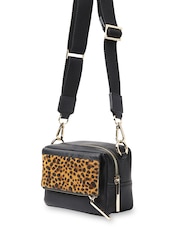 Whistles Black Leopard Bibi Cross-body Bag - Image 3 of 4