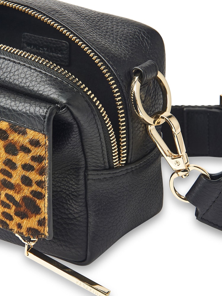 Whistles Black Leopard Bibi Cross-body Bag - Image 4 of 4