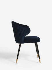 Set of 2 Soft Velvet Navy Blue Piano Arm Dining Chairs - Image 6 of 9