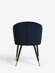 Set of 2 Soft Velvet Navy Blue Piano Arm Dining Chairs - Image 7 of 9