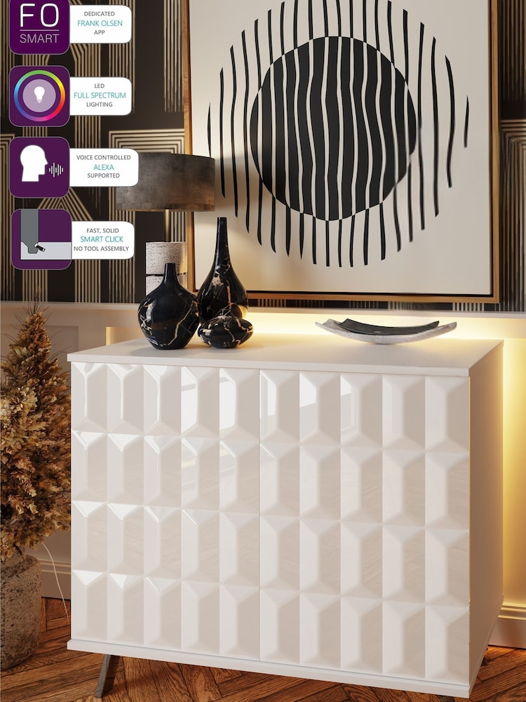 Frank Olsen White Elevate Smart LED Small Sideboard - Image 6 of 6