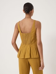 Hush Yellow Zendie Linen Blend Waisted Top - Image 3 of 5
