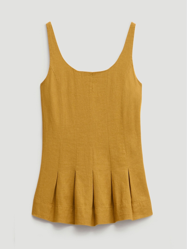 Hush Yellow Zendie Linen Blend Waisted Top - Image 5 of 5