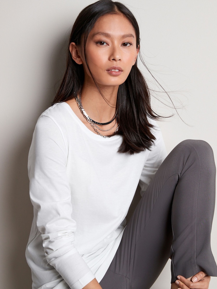 White 100% Cotton Tall Long Sleeve Top - Image 1 of 3