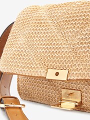 Neutral Raffia Quilted Cross-Body Bag - Image 4 of 5