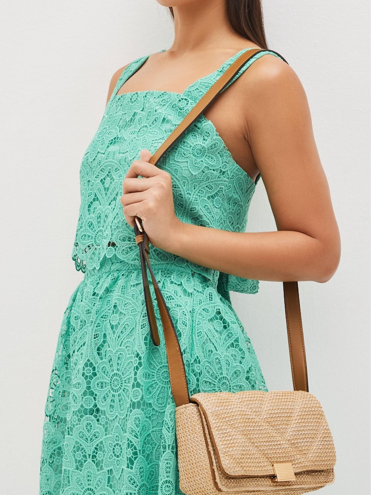 Neutral Raffia Quilted Cross-Body Bag - Image 5 of 5