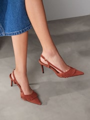 Rust Brown Forever Comfort Fringe Slingback Heels - Image 1 of 8