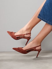 Rust Brown Forever Comfort Fringe Slingback Heels - Image 2 of 8