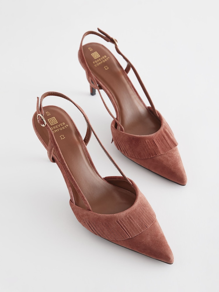 Rust Brown Forever Comfort Fringe Slingback Heels - Image 4 of 8