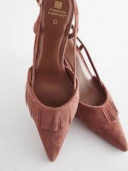 Rust Brown Forever Comfort Fringe Slingback Heels - Image 6 of 8