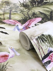 Riva Paoletti Natural Natural Beige Platalea Jungle Digitally Printed Wallpaper - Image 2 of 4