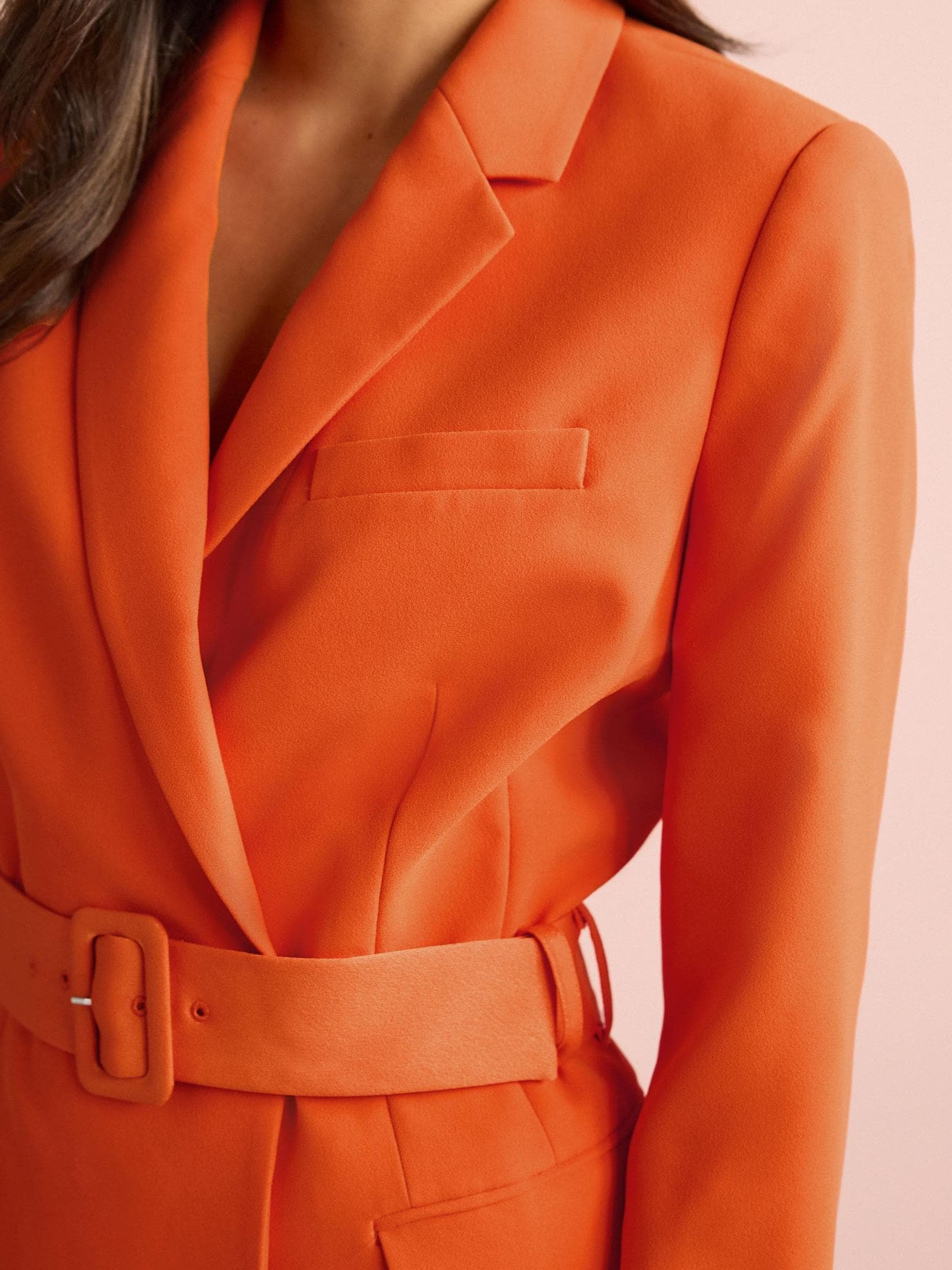 Buy Orange Tailored Long Sleeve Belted Blazer Dress from Next Luxembourg