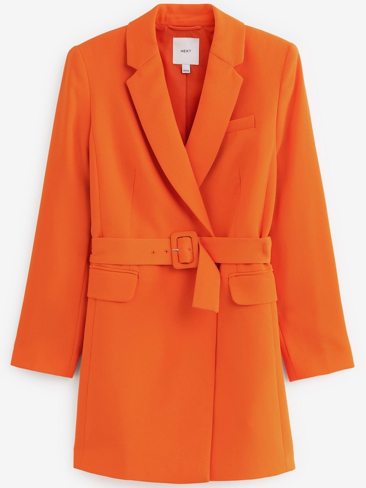 Orange Tailored Long Sleeve Belted Blazer Dress - Image 5 of 5