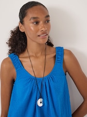 Blauw - Hush Lazra cami-top met uitlopende pasvorm en gerimpelde bandjes - Afbeelding 4 van 5