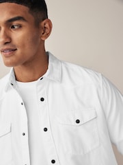 White Twin Pocket Textured Western Long Sleeve 100% Cotton Shirt - Image 4 of 7