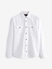 White Twin Pocket Textured Western Long Sleeve 100% Cotton Shirt - Image 5 of 7