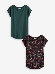 Multi Christmas Cap Sleeve T-Shirts 2 Pack - Image 5 of 8