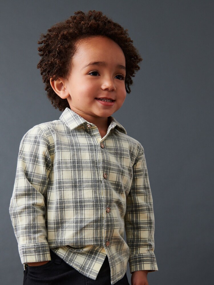 Ecru Cream Check Corduroy Long Sleeve Shirt (3mths-7yrs) - Image 1 of 7