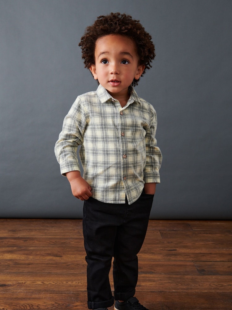 Ecru Cream Check Corduroy Long Sleeve Shirt (3mths-7yrs) - Image 2 of 7