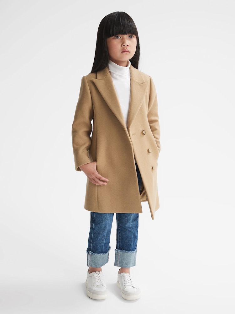 Reiss Camel Harlow 4-9 yrs Mid Length Coat - Image 1 of 6