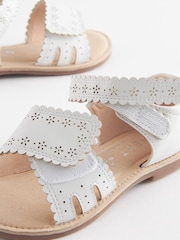White Wide Fit (G) Adjustable Strap Scallop Sandals - Image 3 of 3