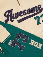 Monsoon Green Slogan Half Zip Sweatshirt & Joggers Set - Image 3 of 3