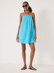 Hush Blue Carmen Seersucker Beach Mini Dress - Image 1 of 5