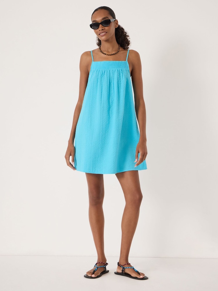 Hush Blue Carmen Seersucker Beach Mini Dress - Image 1 of 5 Hush Blue Carmen Seersucker Beach Mini Dress - Image 1 of 5