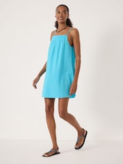 Hush Blue Carmen Seersucker Beach Mini Dress - Image 4 of 5