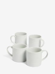 Jasper Conran London White Fluted Set of 4 Mugs - Image 1 of 3