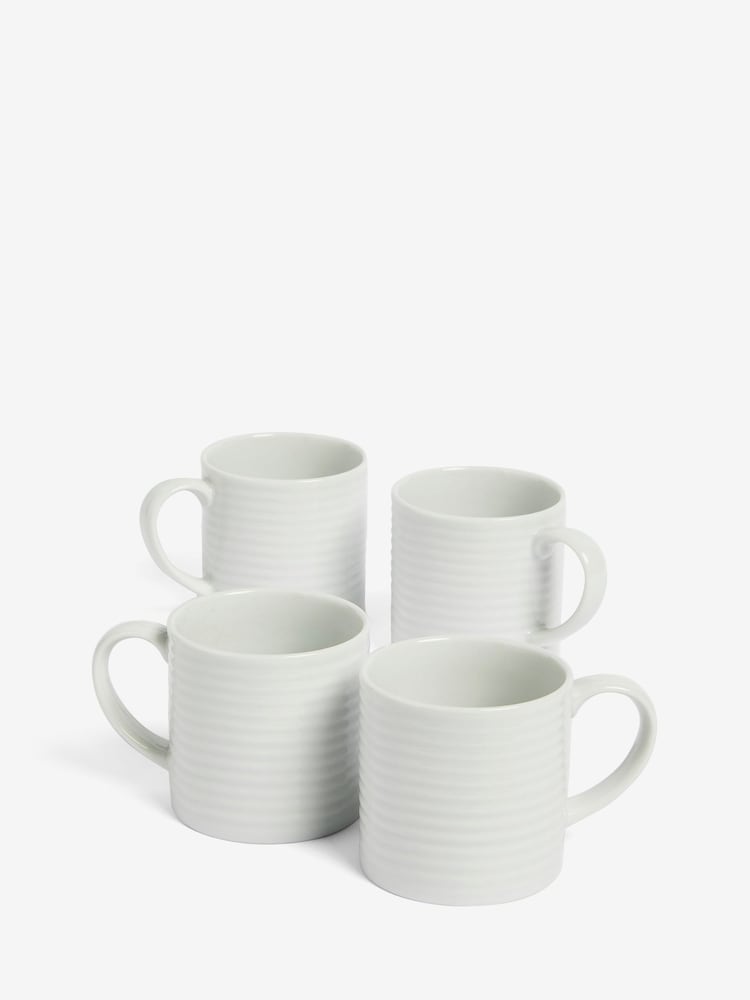 Jasper Conran London White Fluted Set of 4 Mugs - Image 1 of 3