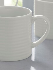 Jasper Conran London White Fluted Set of 4 Mugs - Image 3 of 3