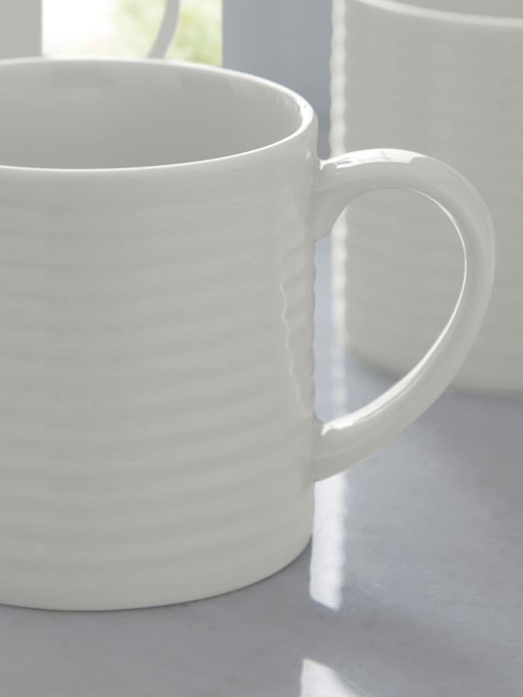Jasper Conran London White Fluted Set of 4 Mugs - Image 3 of 3