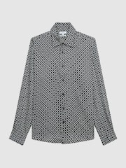 Reiss Black Broco Geo Print Shirt - Image 2 of 7