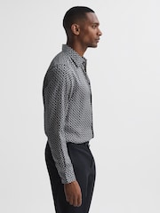 Reiss Black Broco Geo Print Shirt - Image 6 of 7