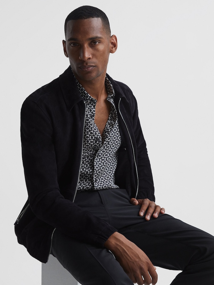 Reiss Black Broco Geo Print Shirt - Image 7 of 7