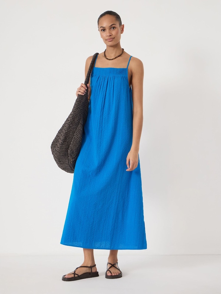 Hush Blue Carmen Seersucker Beach Maxi Dress - Image 1 of 5 Hush Blue Carmen Seersucker Beach Maxi Dress - Image 1 of 5