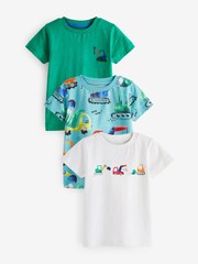 Blue/Green Diggers Short Sleeve Character T-Shirts 3 Pack (3mths-7yrs) - Image 1 of 2