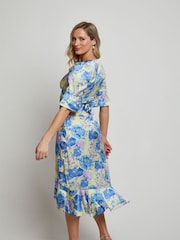 Chi Chi London Yellow Tie Front Floral Print Midi Dress - Image 2 of 4