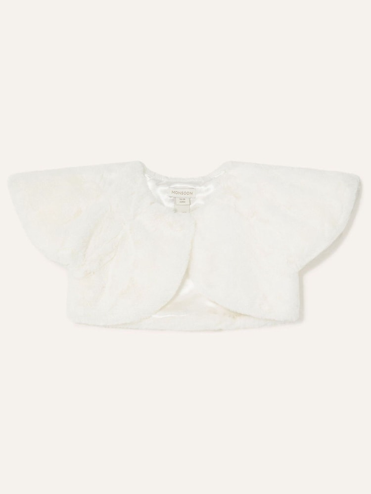 Monsoon Natural Baby Faux Fur Shrug - Image 1 of 2
