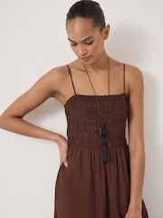 Hush Brown Vita Strappy Air Flow Bubble Hem Jumpsuit - Image 2 of 5