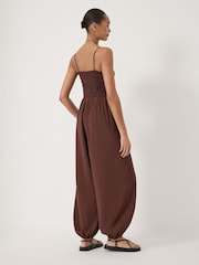 Hush Brown Vita Strappy Air Flow Bubble Hem Jumpsuit - Image 3 of 5