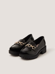 Monsoon Black Heart Patent Loafer School Shoes - Image 1 of 2