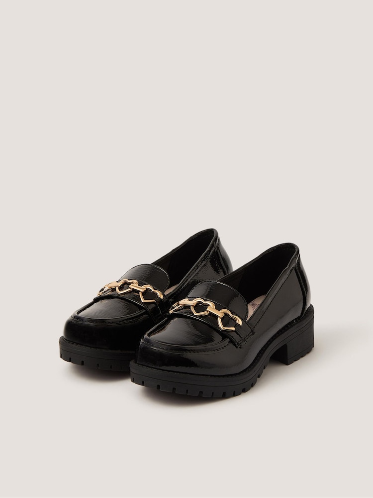 Monsoon Black Heart Patent Loafer School Shoes - Image 1 of 2 Monsoon Black Heart Patent Loafer School Shoes - Image 1 of 2