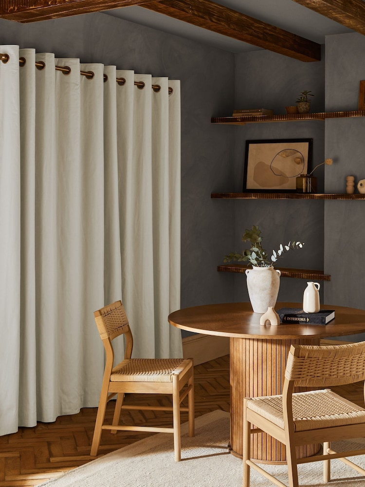 Natural Light Lined Cotton Eyelet Curtains - Image 2 of 7