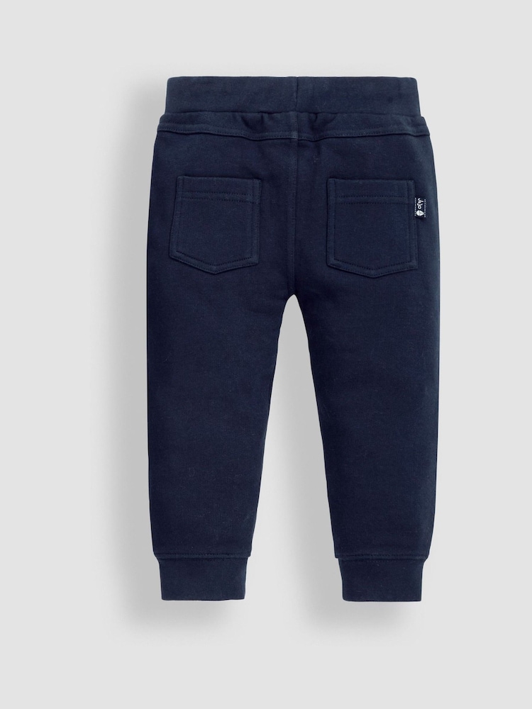 JoJo Maman Bébé Navy Blue & Indigo Blue 100% Cotton Joggers 2 Pack - Image 3 of 6