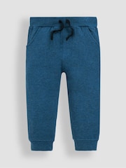 JoJo Maman Bébé Navy Blue & Indigo Blue 100% Cotton Joggers 2 Pack - Image 4 of 6