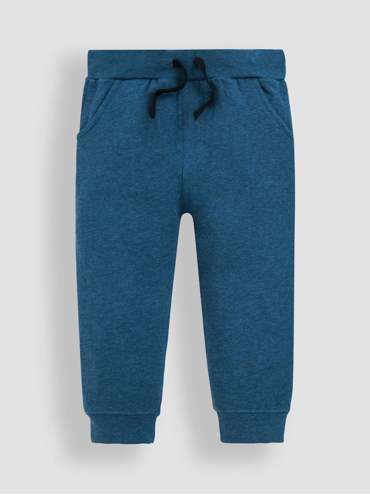 JoJo Maman Bébé Navy Blue & Indigo Blue 100% Cotton Joggers 2 Pack - Image 4 of 6