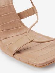 Mink Brown Signature Leather Strappy Square Toe Heels - Image 6 of 6